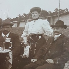 Frühschoppen 1906, Gentlemen’s Group with Waitress, Photo Antique, Vintage, Old