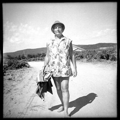 Woman On Beach Holiday Negative Photo Vintage + Original Print Year 1950