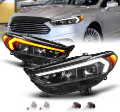 for 2013-2016 Ford Fusion Switchback LED Signal Square Projector Headlight Set –