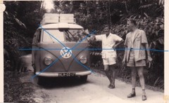 large old original photo from 1956, VW T 1 bulli, bus in Africa,