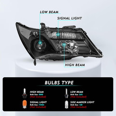 Headlight Assembly Pair for [Hid/Xenon] 2007-2013 Acura MDX W/O Adaptive Only Pr