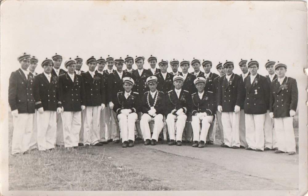 Photo Postcard Rifle Company in Navy Uniforms 1949 Snapshot