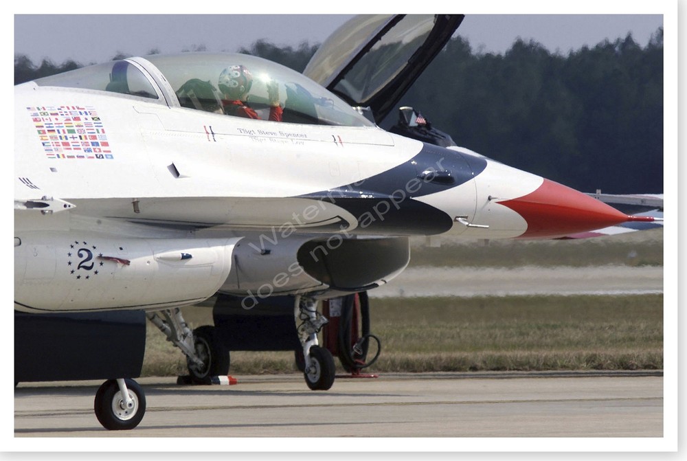 Air Force Thunderbirds F-16C Fighting Falcon Nose Close Up Silver Halide Photo