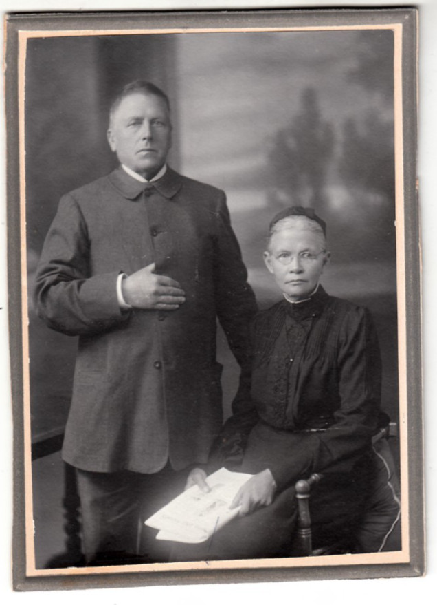 Africa, Photo on Hardboard, Ovanto Missionary Rätanen (Finn) with Woman, c. 1920