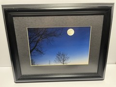 Framed Twilight Moon Landscape Photo Print 19×15″ Black Wood Frame Under Glass