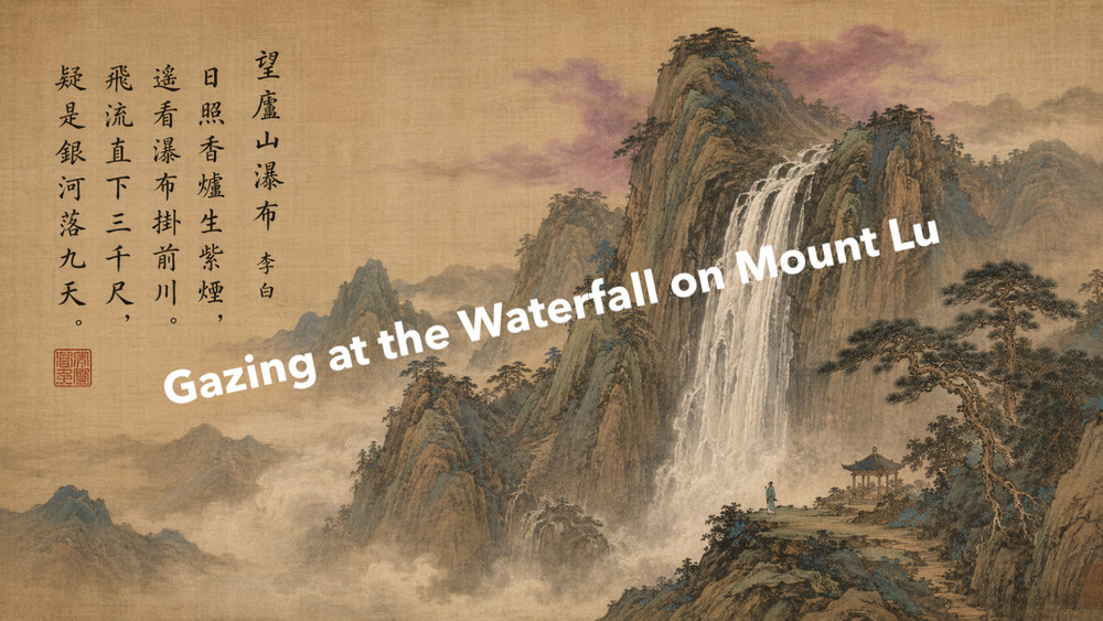 Gazing at the Waterfall on Mount Lu Artwork (AI GENERATED IMAGE)
