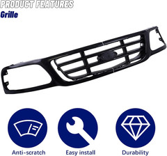 Replacement Parts Front Grille Grill Assembly with Cross Bar Insert Compatible w