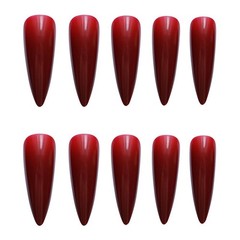 Press on Nails Long, Stiletto Halloween Plain Dark Wine Red Gothic Fake Nails…