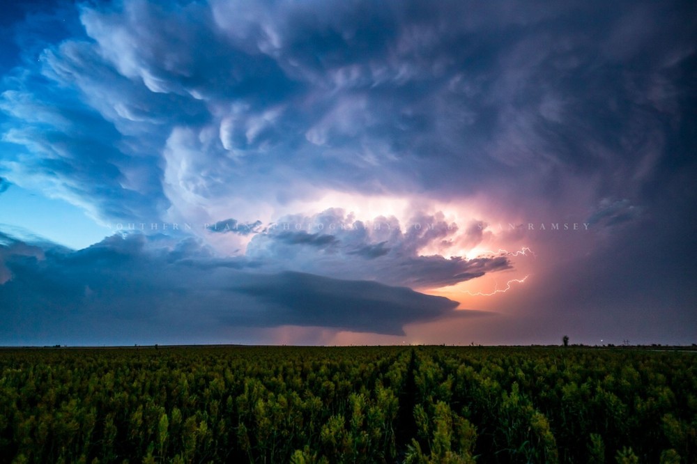 Storm Photography Print: Nebraska Supercell Thunderstorm Lightning Sky Picture
