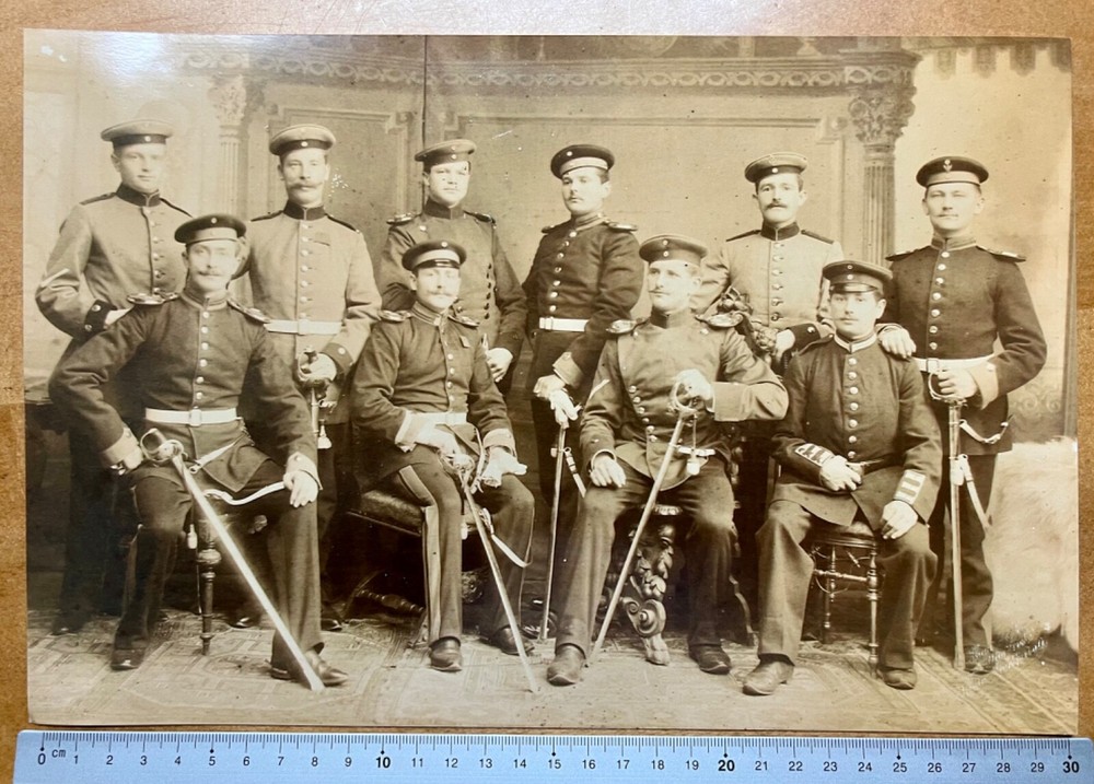 Photo 30x20cm – Imperial Era Officers Group Photo Military Uniforms Saber Studio