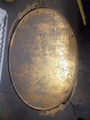 Antique Portrait Convex Bubble Glass Oval Frame Ornate Metal Early 1900s