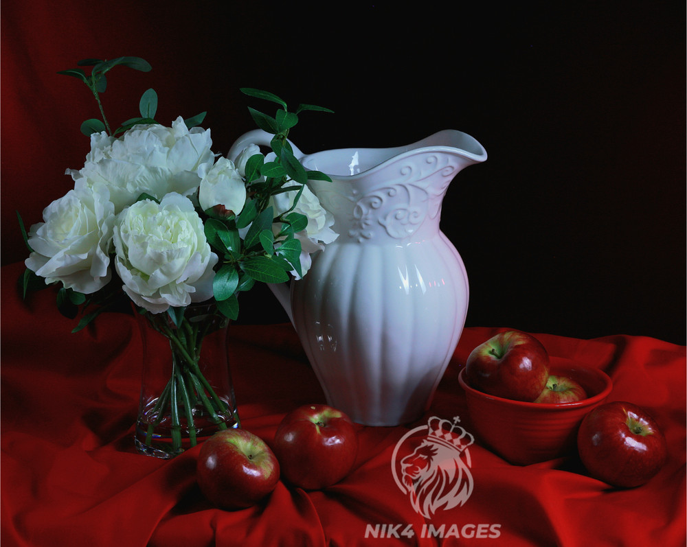 New «Apples On Red» 11″ x 14″ Framed Photo Art Living Room
