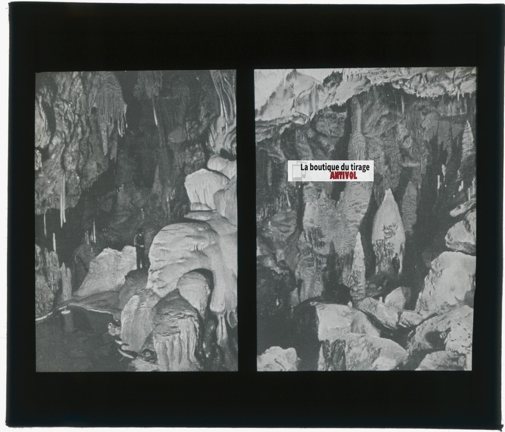 Dargilan Cave Photo Glass Plate, Black & White, Vintage 8,5×10 cm