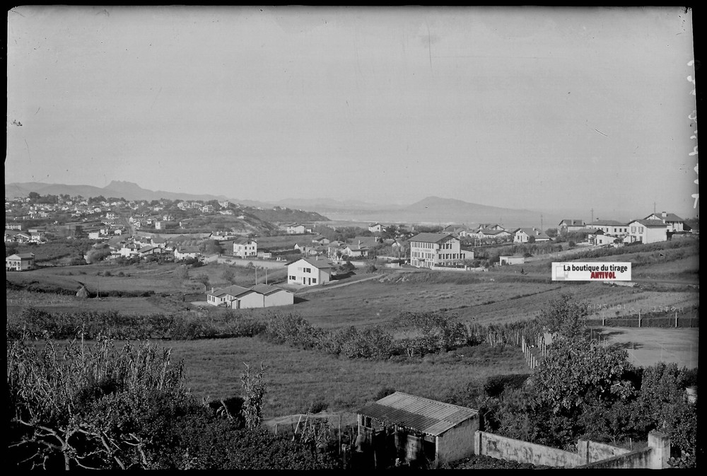 Bidart Landscape, Vintage Glass Photo Plate, Black & White Negative 10X15 CM