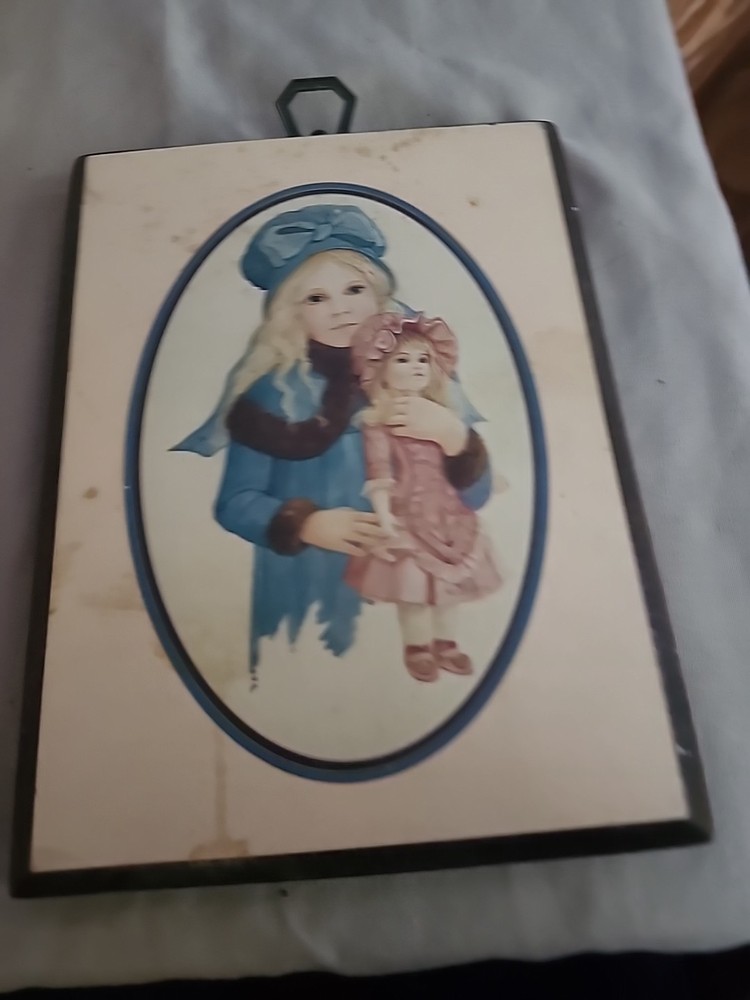 Vintage Wooden Picture Jill And The Bru Doll #1