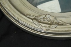 1918 WWI Hand Painted Navy Sailor Photo Oil Oval Bubble Glass Frame USA Flag