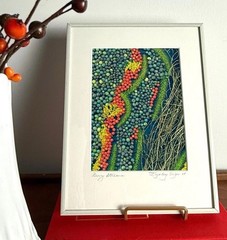 Signed Framed Botanical Berry Photograph Nature Wall Art Modern Colorful