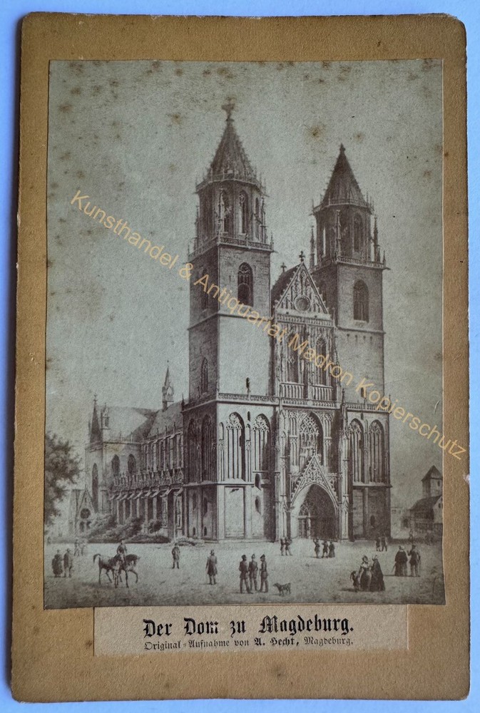 orig. KAB photo lithograph picture photography around 1890 Magdeburg Cathedral