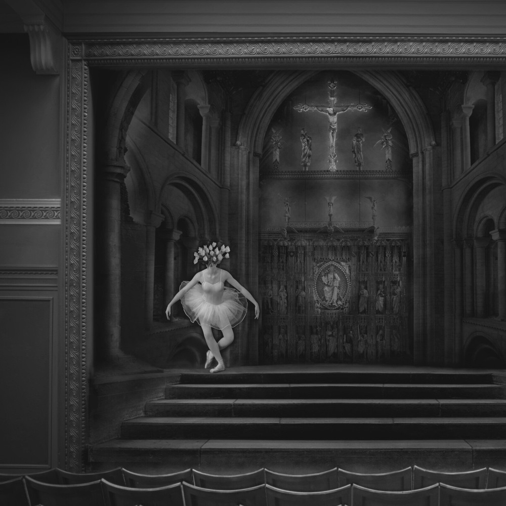 Signed Ltd Edition Fine Art Photograph SURREAL Ballerina & Christ PASSION PLAY