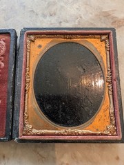 Antique Daguerreotype photograph case 19th century Velvet Interior Lining