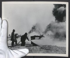 Photograph Firefighters People Putting Out a Fire in the Desert, Large Format 25×20