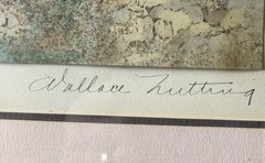 Antique Wallace Nutting Signed Hand Colored Photo Honeymoon Cottage Framed Art