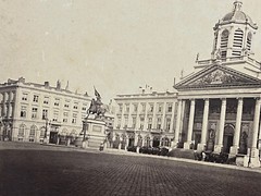 Original Photo 19TH Albumen Print Brussels Belgium Place Royale Landscape