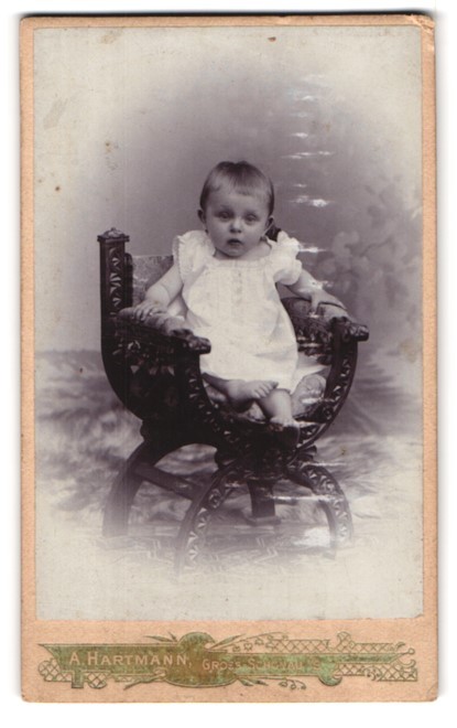 Photograph A. Hartmann, Gross-Schönau i. S., portrait cute toddler in w