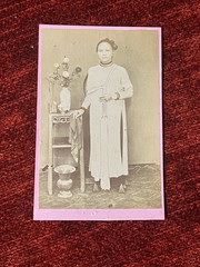 19th Century Photo Portrait Young Woman With Indochina Jewelry CDV Format