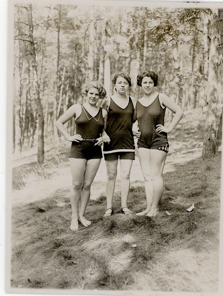 Bathing Swimwear 3 Graces Young Pretty Women Forest Vintage Circa 1924