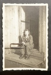 Photo Portrait Young Woman WW2 Air Force Helper Uniform Camp Dedication Glasses Old