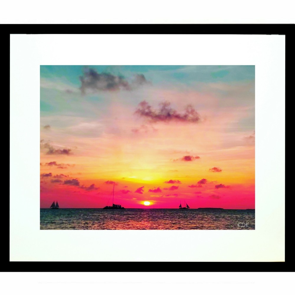 KEY WEST Sunset Sail 11×14 Matted Art Photo Photograph Florida Keys Sailing Boat