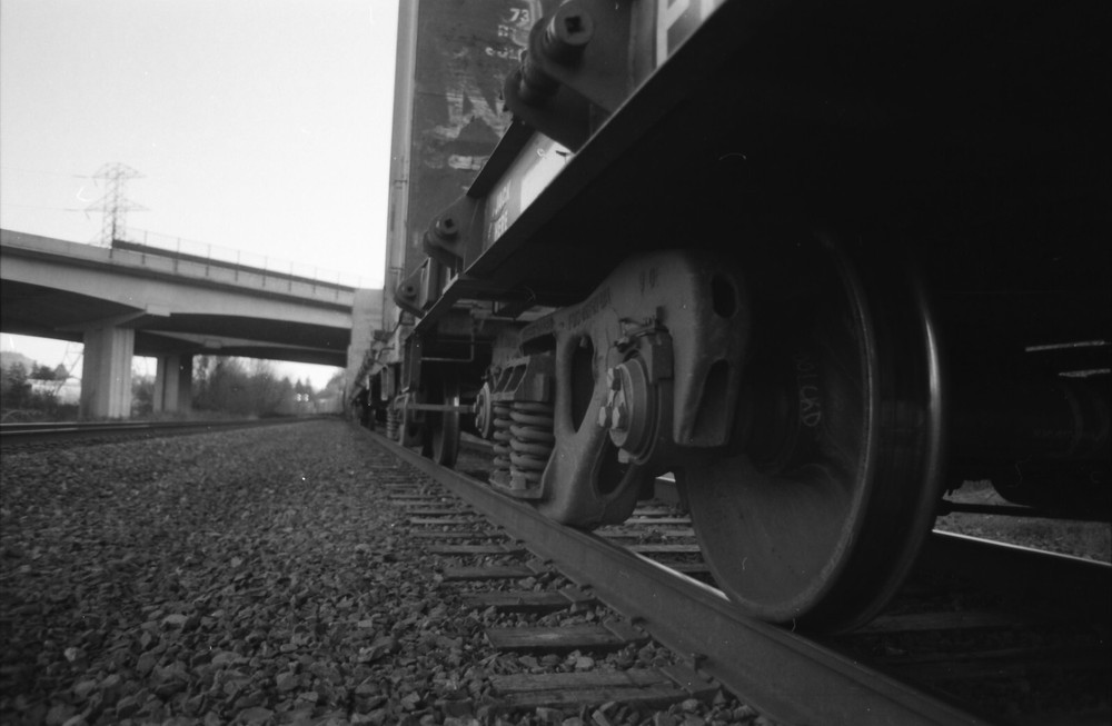 5 by 7 Black and White 35mm Film Photography Hand Made Darkroom Print Railroad