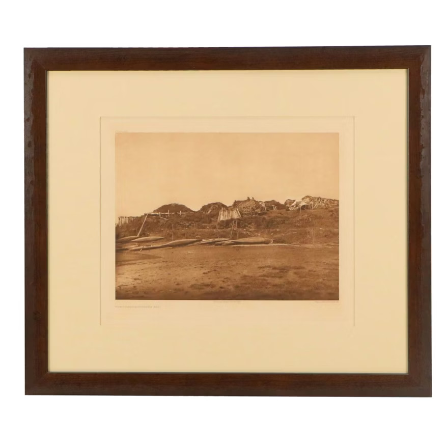 Edward S. Curtis Original Photogravure «The Village – Hooper Bay» Alaska 1928