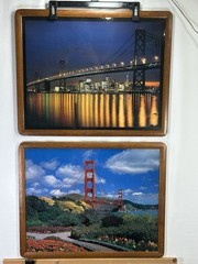 Vintage Art San Francisco Golden Gate & Oakland Bay Bridge 21.5×17.5 John Wagner