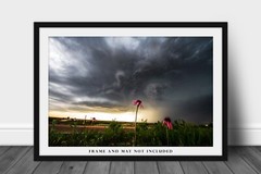 Storm Photography Print – Picture of Wildflowers and Thunderstorm in Kansas