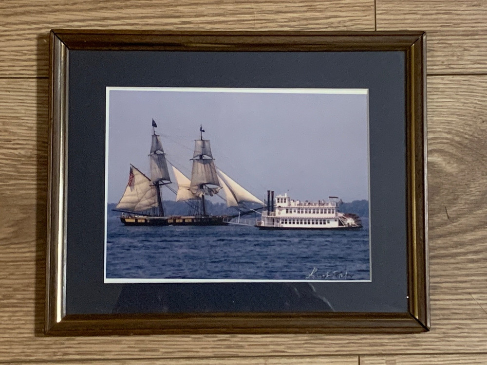 Signed Photograph USS Brig Niagara & Victorian Princess Erie PA Maritime Scene