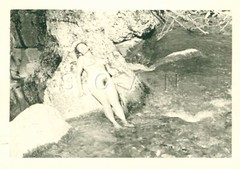 Original 1940s-60s German FKK Real Photo- Outdoors- Well Endowed Nude Woman #3
