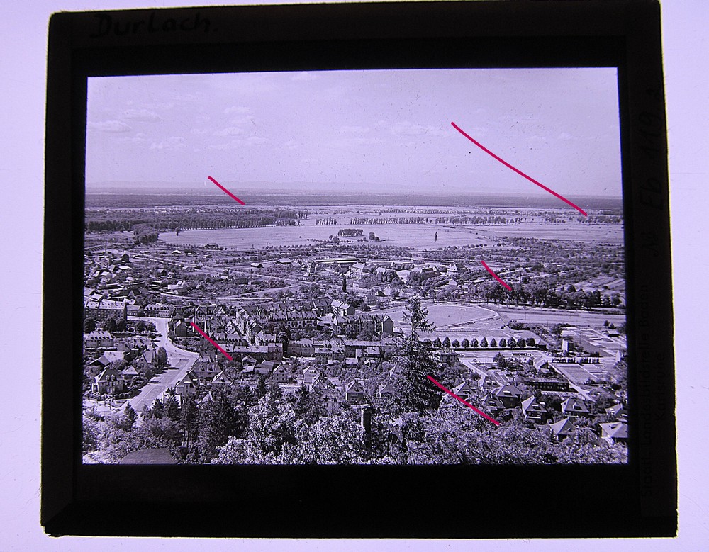 Karlsruhe Durlach city view historical motif glass picture