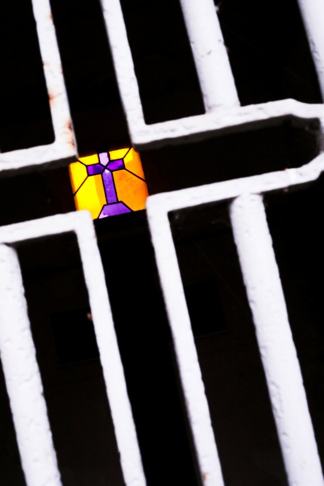 Stained Glass Cross, Paris, France, Cemetery 9” x 12”