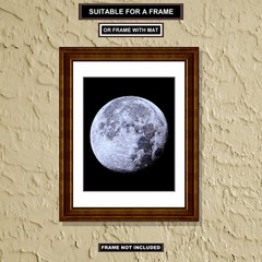 Moon Decor 8×10 inch Print 96 Percent Full Moon (Waning Gibbous Phase) M5309