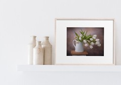 Floral Print of White Tulips wall art print home decor.