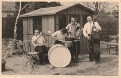 Vintage Photo Young Band With Musical Instruments Snapshot