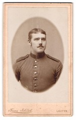 Photograph Franz Schröck, running, soldier in uniform with mustache and scabbard