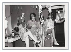 Great photo of 4 women in mini skirt dancing – teased hairstyles – photo