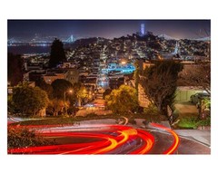 San Francisco at Night Lombard Street & Skyline Photo Print, California