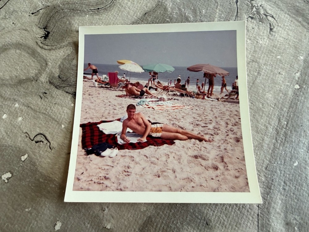 GONNA BE A HOT ONE 1964 HUNKY TEEN REHOBOTH BEACH DELAWARE COLOR PHOTO