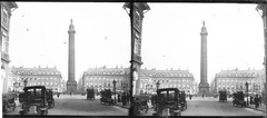 STEREO GLASS NEGATIVE,, PARIS, Place Vendôme, old classic cars, cityscape, rar