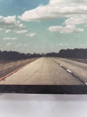 Art Photography Canvas Open Road Journey 11.5” x 11.5” x 1.25” Blue White Brown