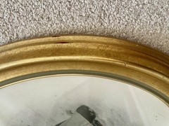 Vintage Large Oval Frame Couple In love Photo Portrait Glass Wood Gold Gilt 23×1